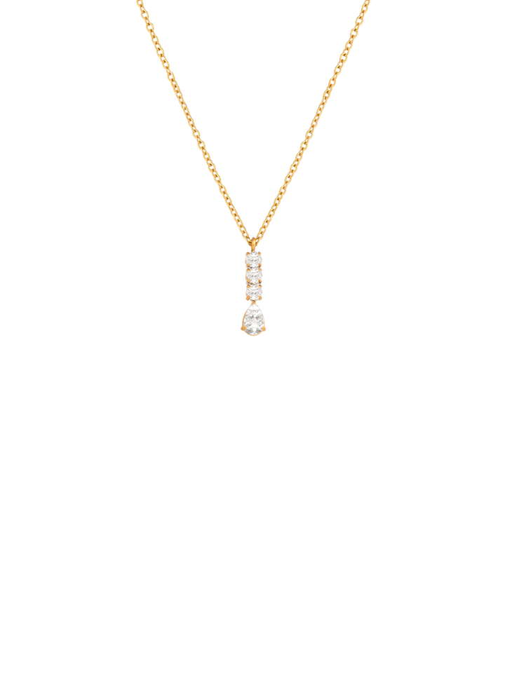 Collar Con Linea Tres Zirconias Y Gota