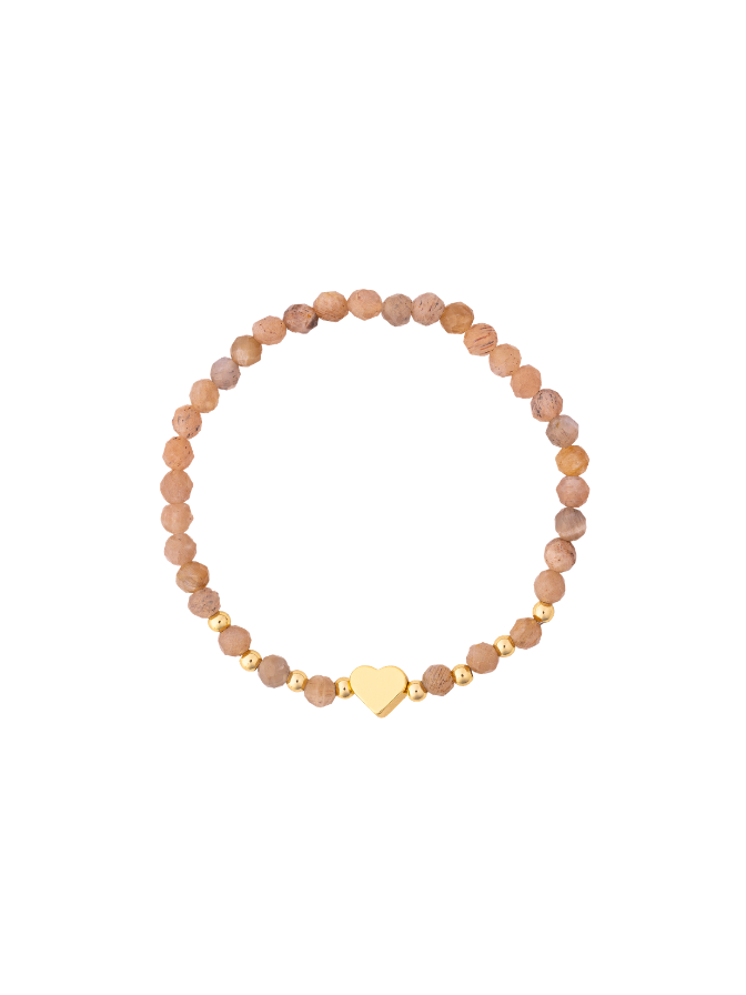 Pulsera Piedras Naturales Con Corazon Dorado