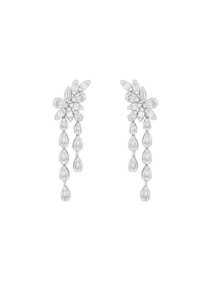 Par Arete Flor Baguettes Con Tira Gotas