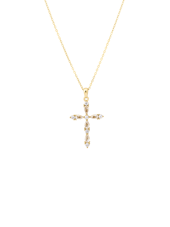 Collar Dije Cruz Zirconias Petalo