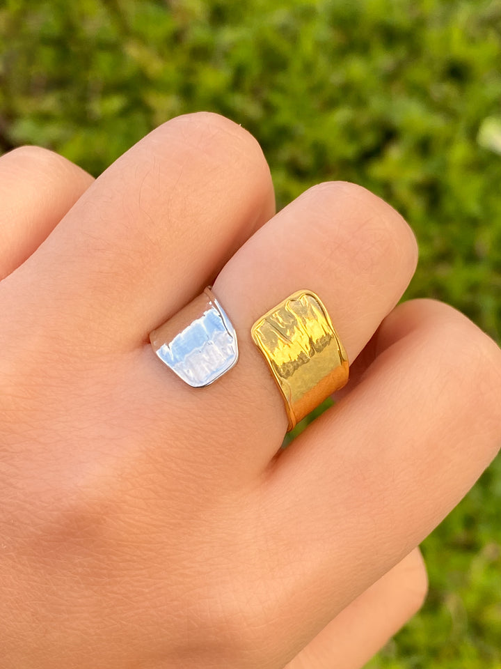 Anillo Combinado Cruzado Chunky