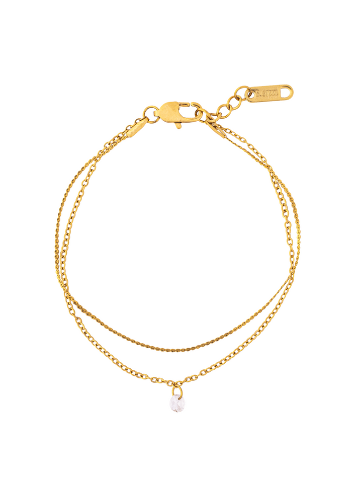 Pulsera Doble Cadena Con Zirconia