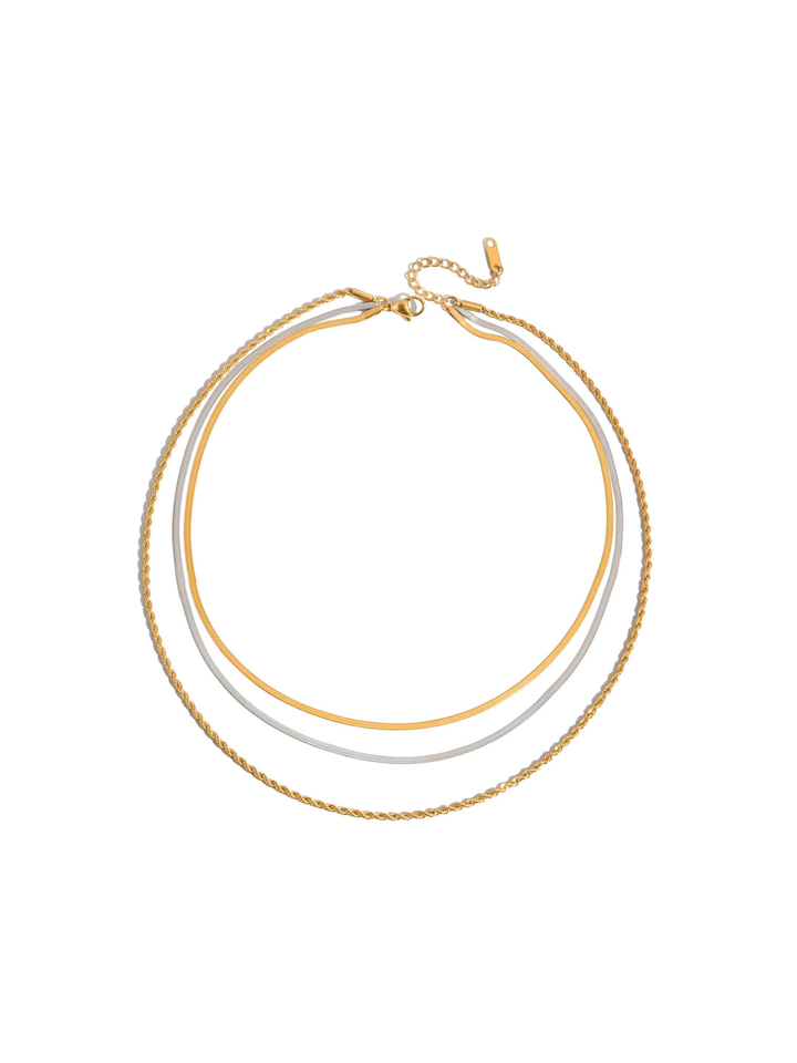 Collar Triple Planchado Y Trenzado Combinado