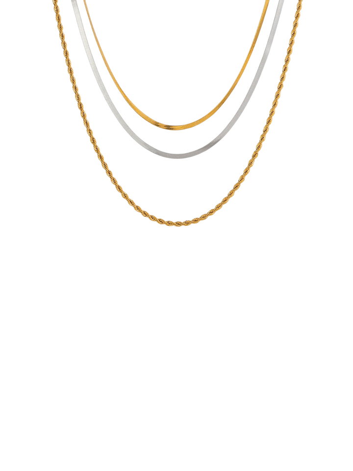 Collar Triple Planchado Y Trenzado Combinado