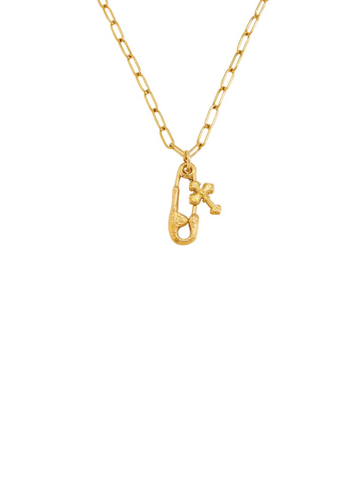 Collar Eslabon Dije Clip Con Cruz