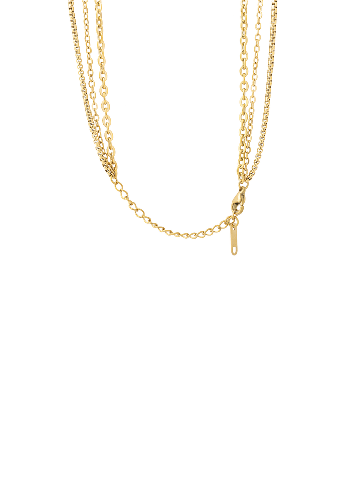 Collar Triple Con Eslabon Y Zirconia
