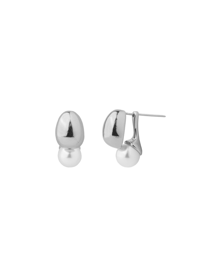 Par Arete Ovalado Con Perla 2 en 1