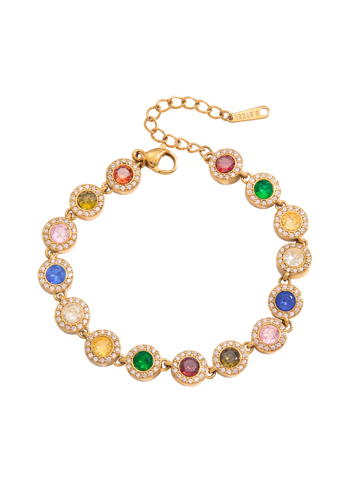 Pulsera Zirconias Redondas Rainbow