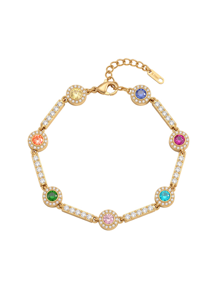 Pulsera Zirconias Rainbow Con Lineas