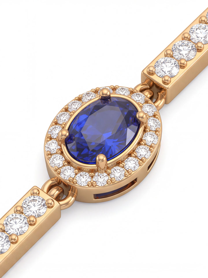 Pulsera Ovalos Azules Con Zirconias