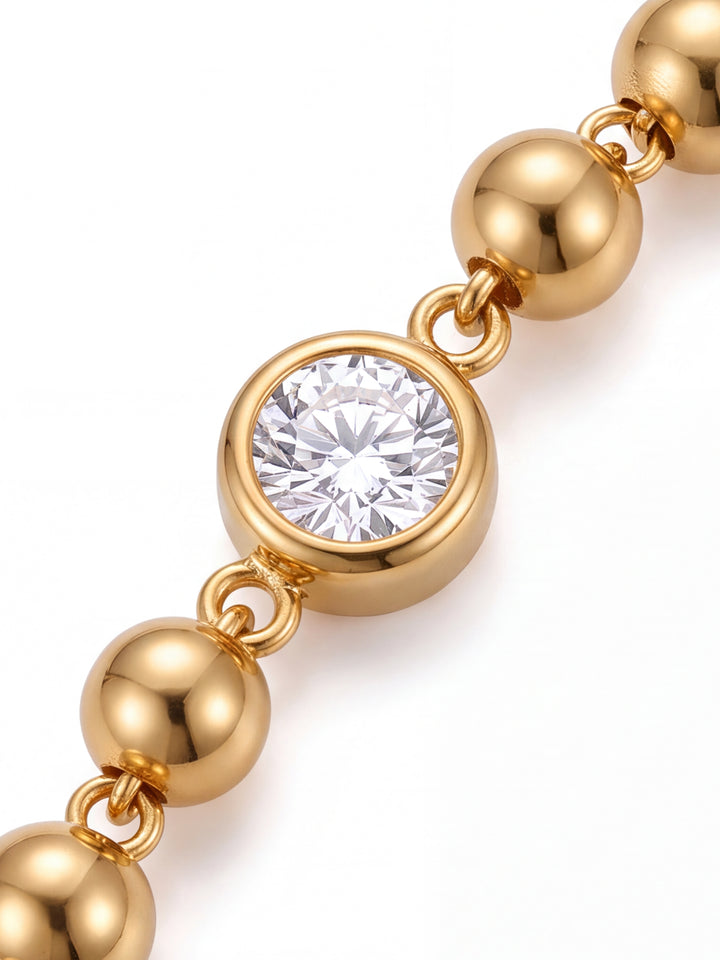 Pulsera Bolitas Y Zirconias Bisel