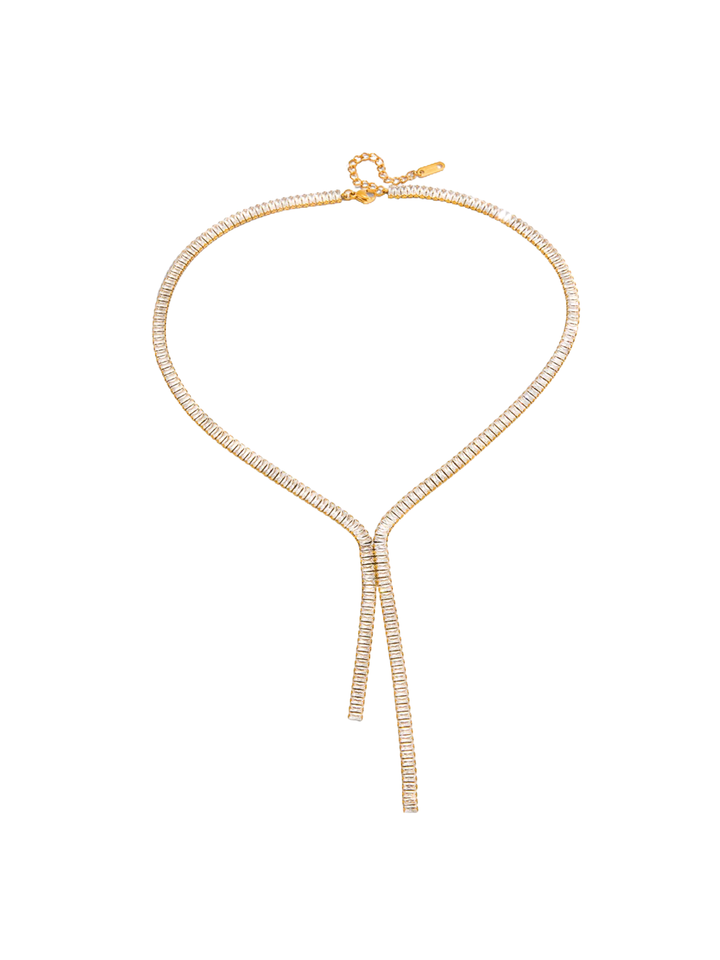 Collar Corbatin Doble Tira Zirconias
