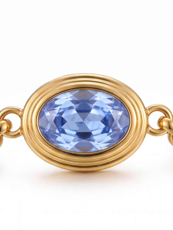 Pulsera Tres Zirconias Ovaladas Azules