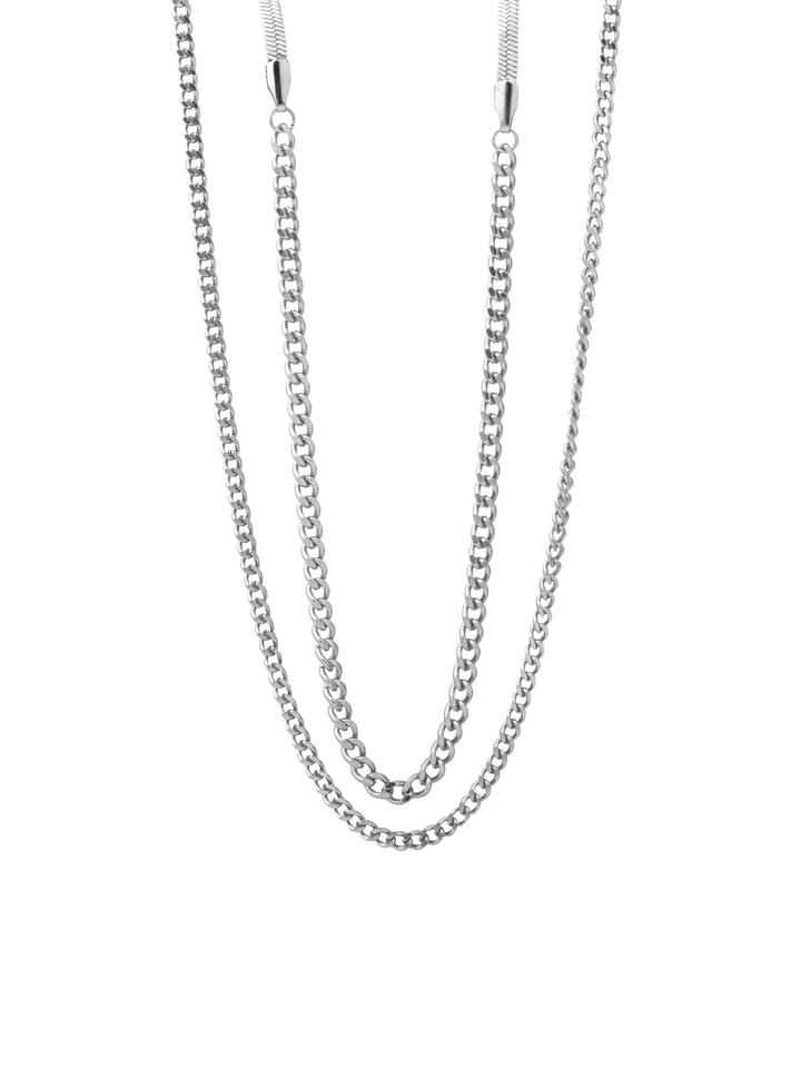 Collar Doble Cadena Cubana Con Planchada