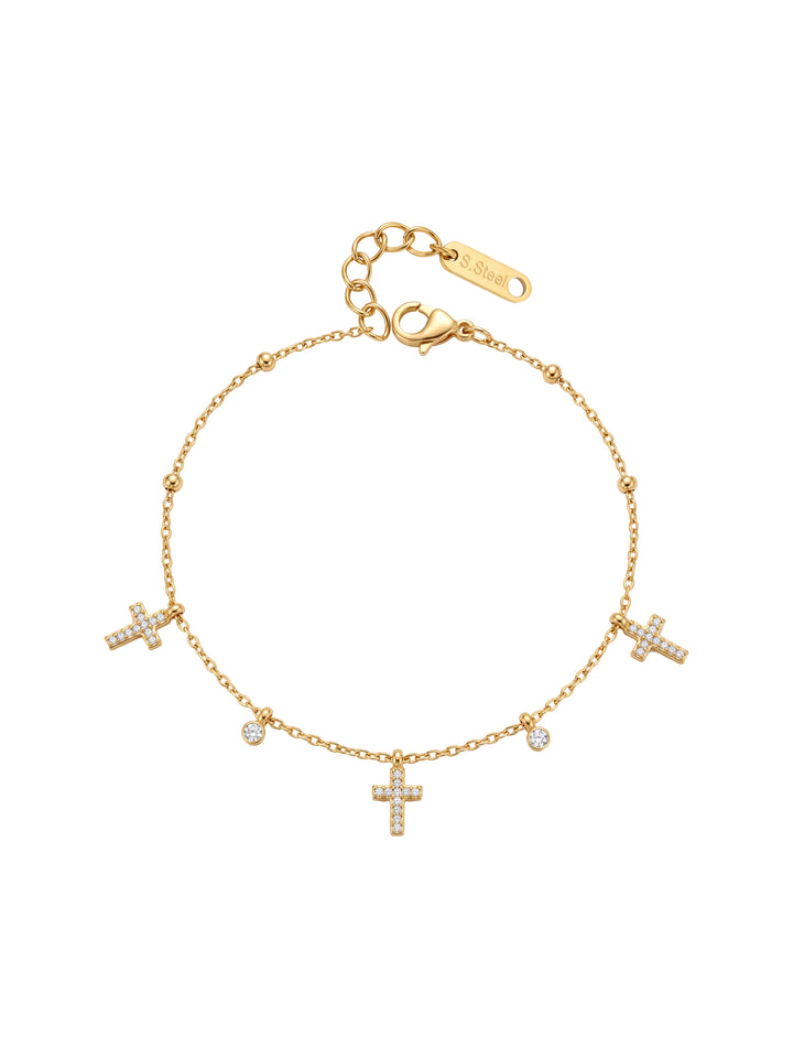 Pulsera Con Cruces y Zirconias
