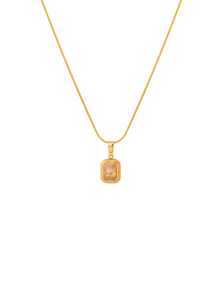 Collar Delgado Dije Rectangular Zirconia