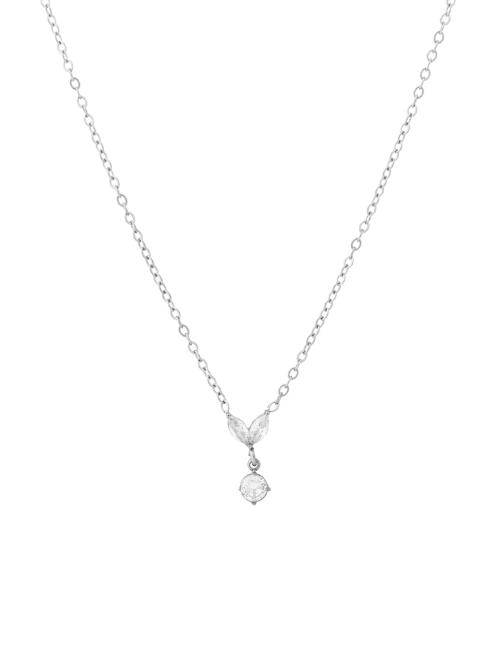 Collar Hojas Marquesa Con Zirconia Colgante