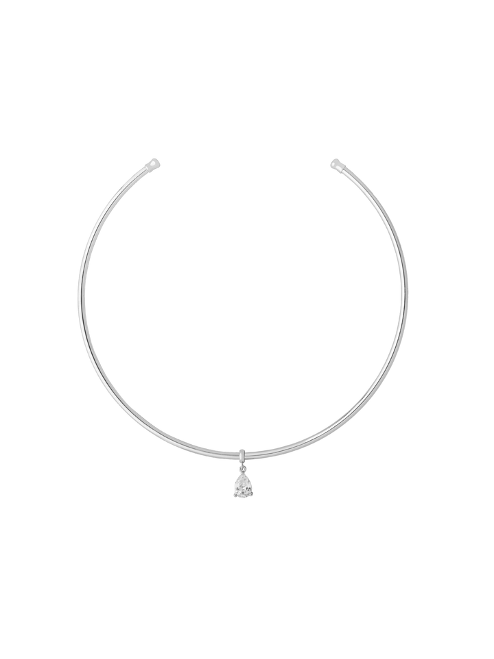 Choker Abierto Rigido Dije Zirconia Gota
