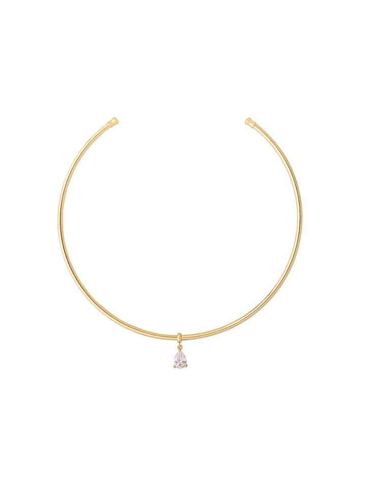 Choker Abierto Rigido Dije Zirconia Gota