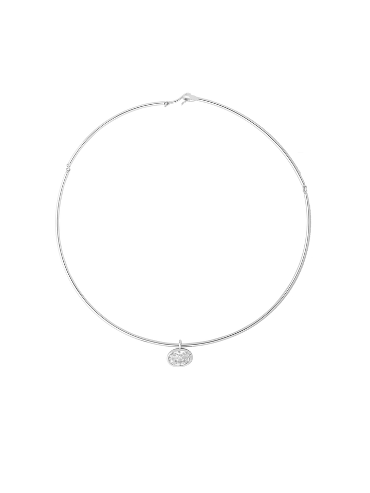Choker Rigido Dije Zirconia Ovalada