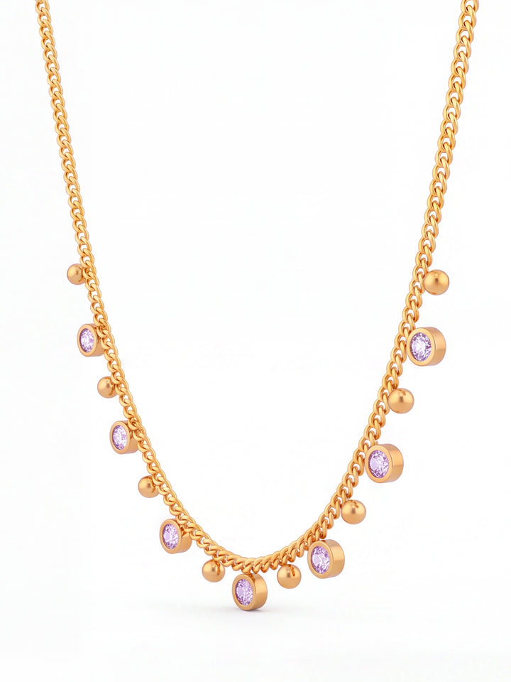 Collar Bolitas Y Mini Zirconias Colgantes