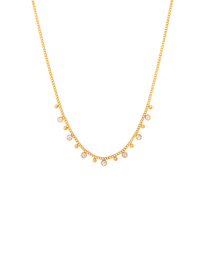 Collar Bolitas Y Mini Zirconias Colgantes