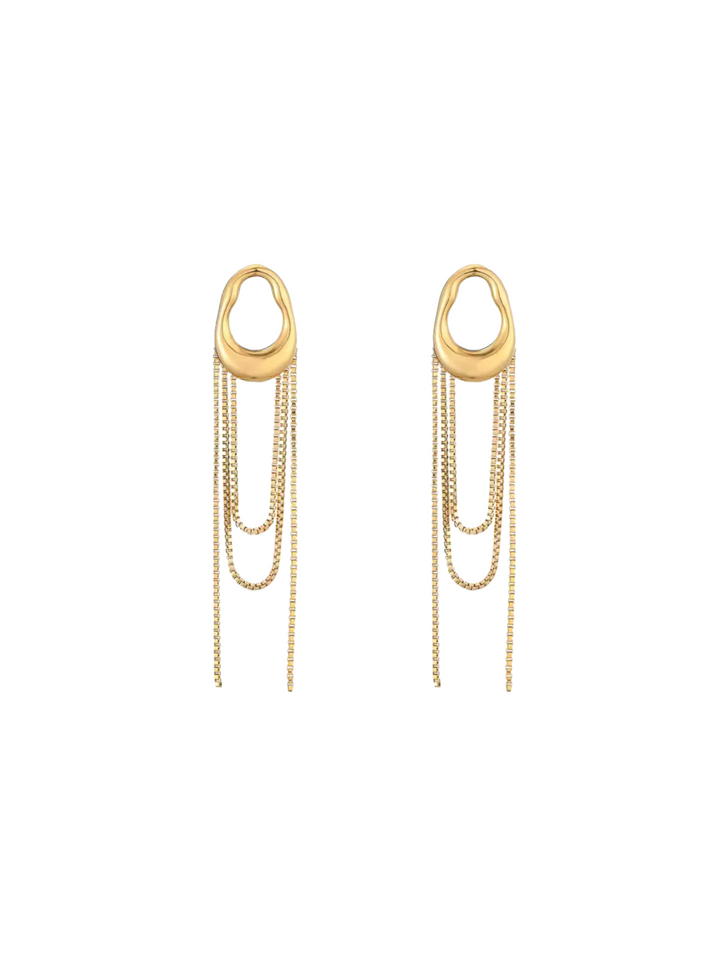 Par Arete Ovalo Irregular Con Tiras