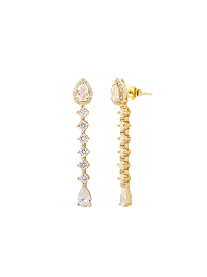 Par Arete Gota Con Linea de Zirconias 2 en 1
