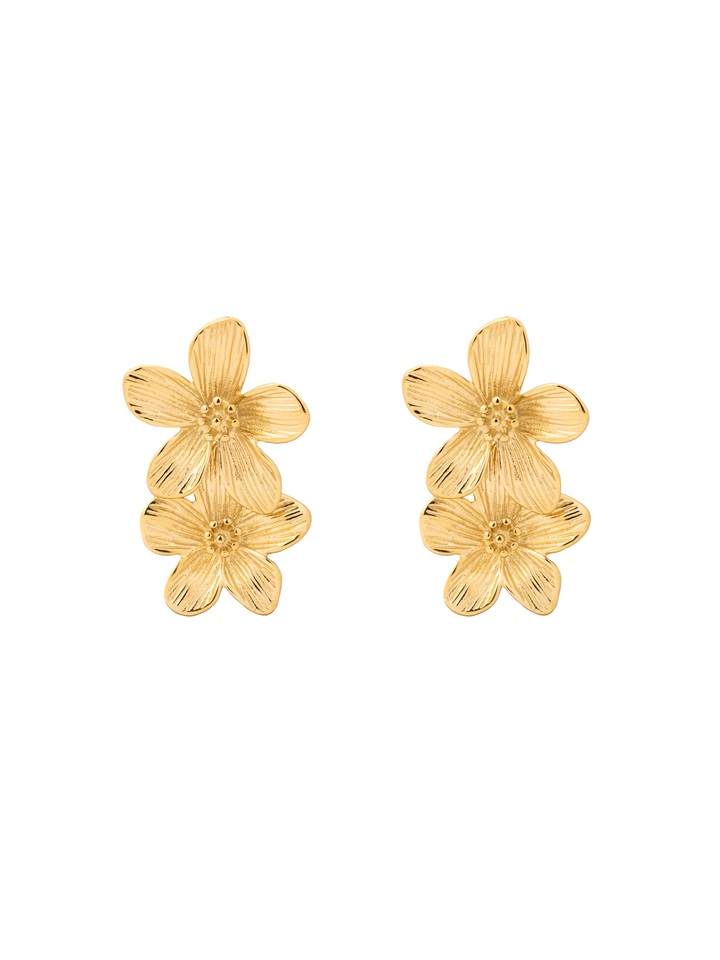 Par Arete Doble Flor Con Centro