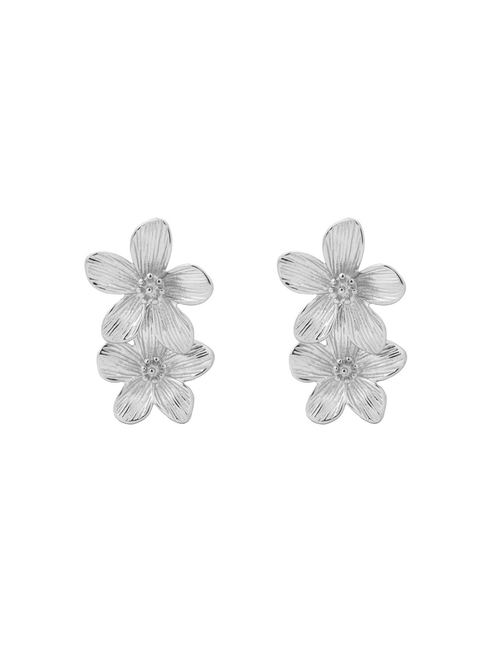 Par Arete Doble Flor Con Centro