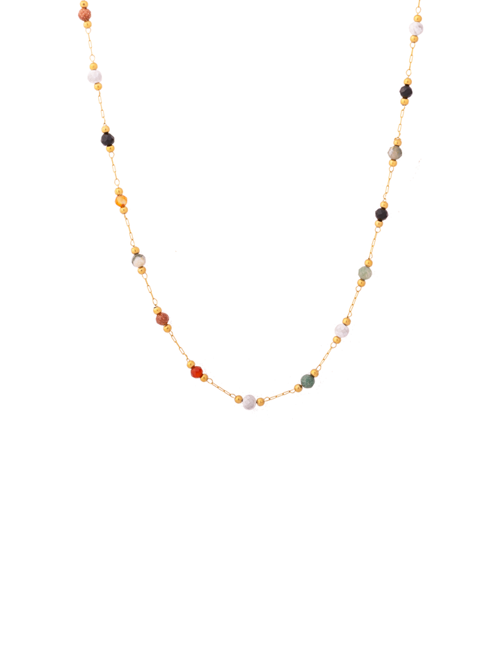 Collar Eslabones Con Piedras Colores