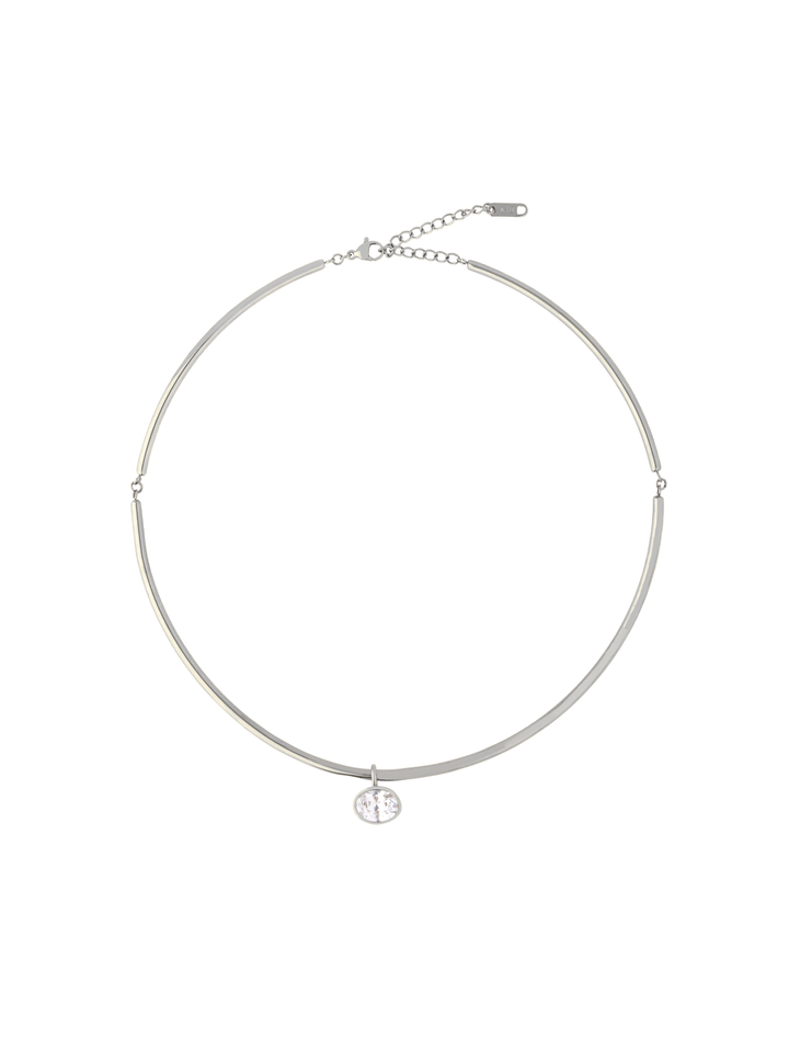 Choker Rigido Dije Zirconia Ovalada