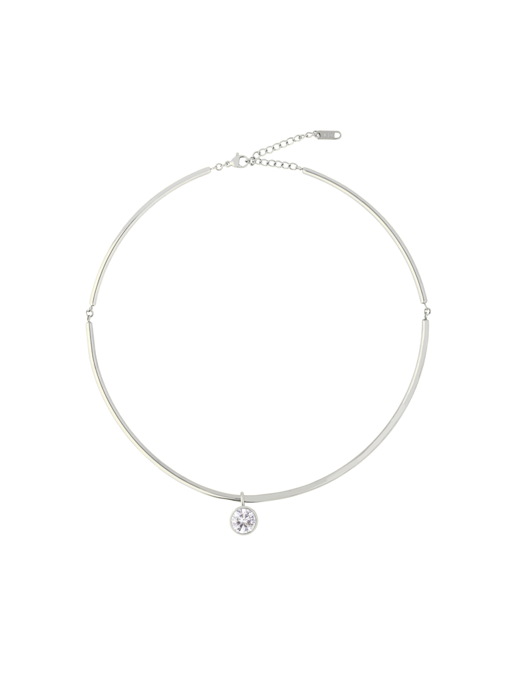 Choker Rigido Dije Zirconia Redonda