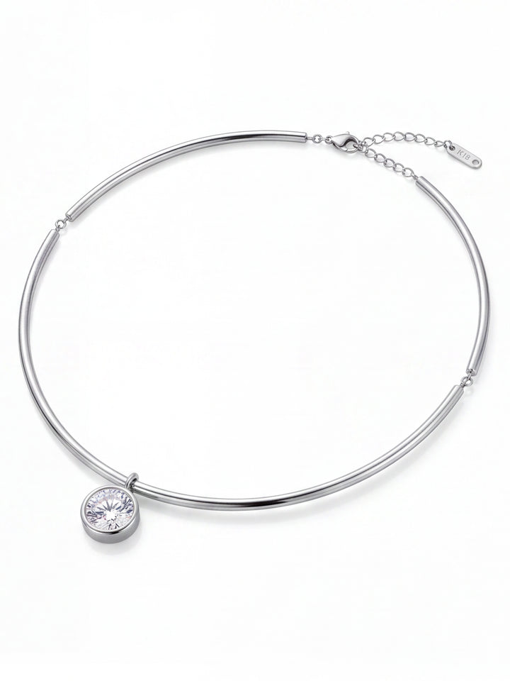 Choker Rigido Dije Zirconia Redonda