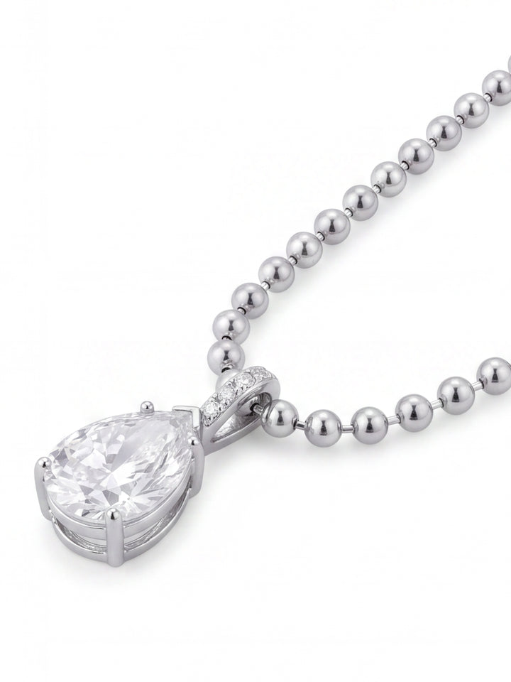 Collar Bolitas Con Dije Zirconia Gota