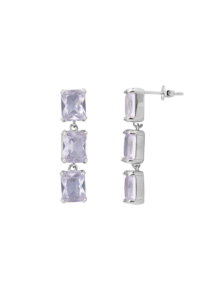 Par Arete Tira Triple Baguette