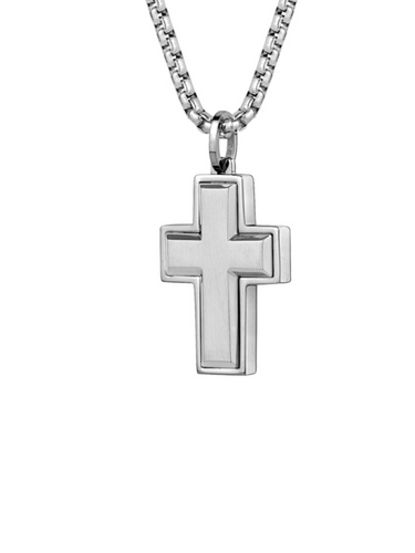 Collar Plateado Dije Cruz