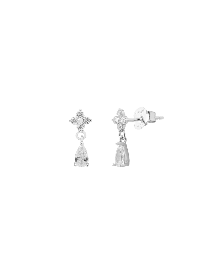 Par Arete Mini Trebol Con Gota Colgante