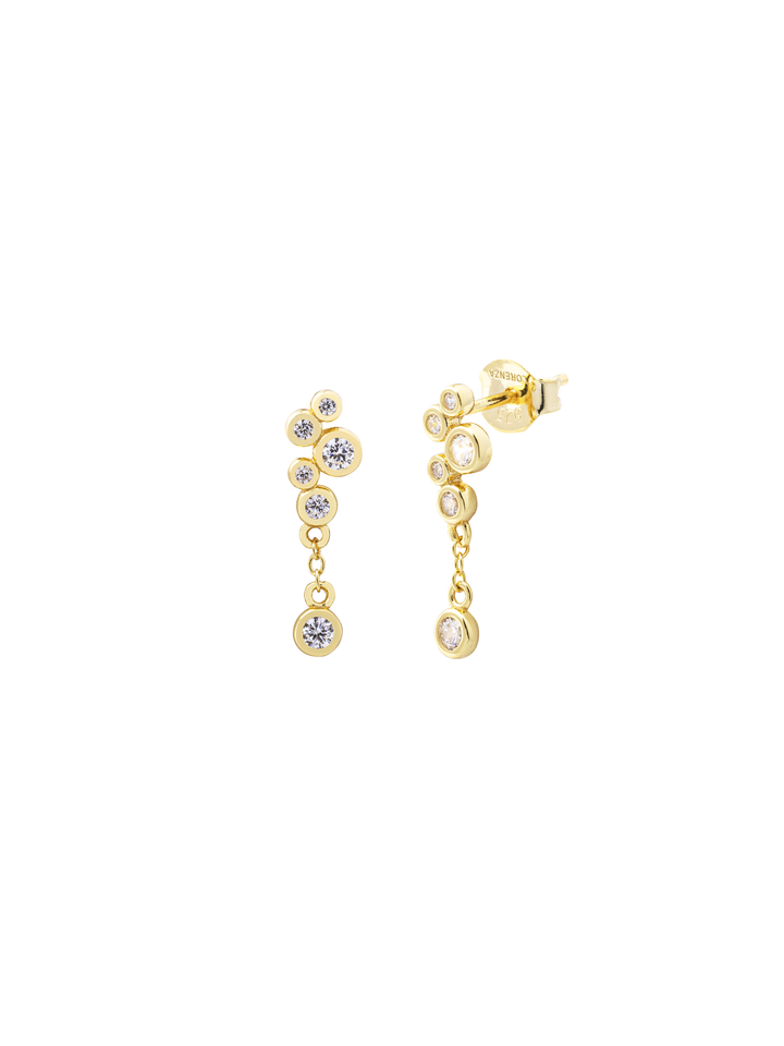 Par Arete Zirconias Redondas Con Colgante