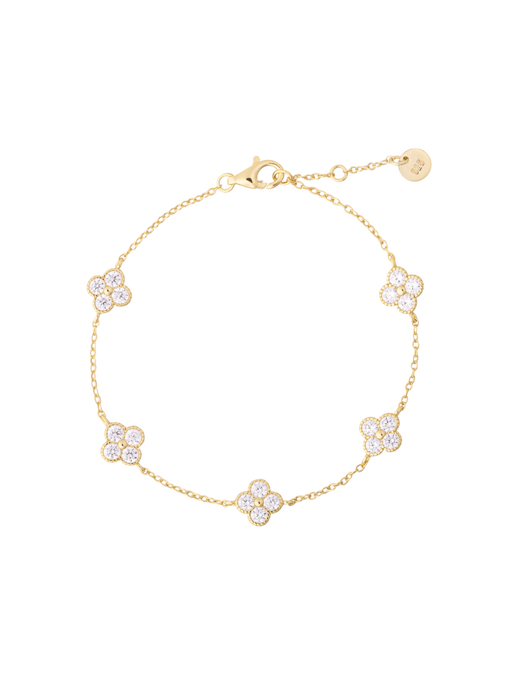 Pulsera Con Treboles Cuatro Hojas Zirconia