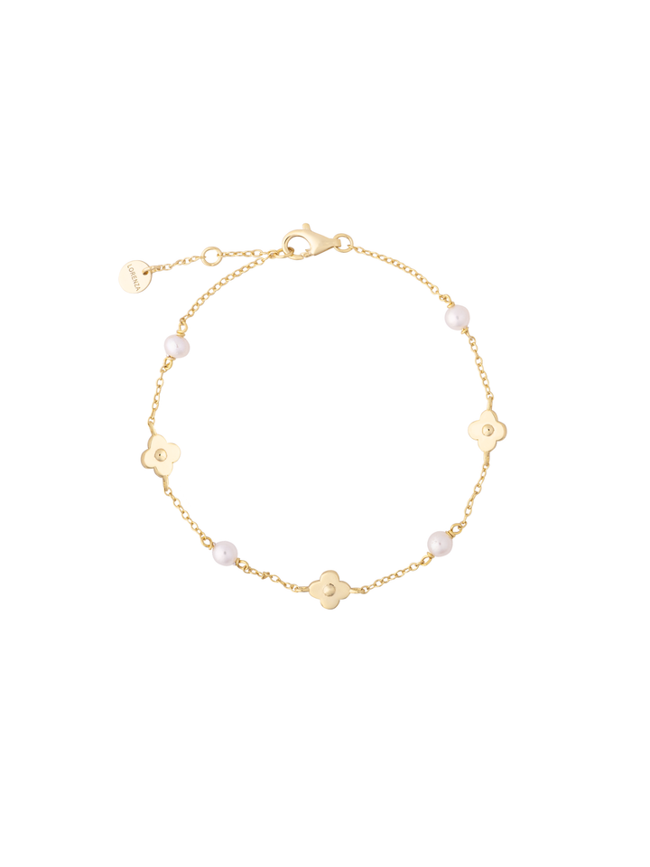 Pulsera Treboles Y Perlas