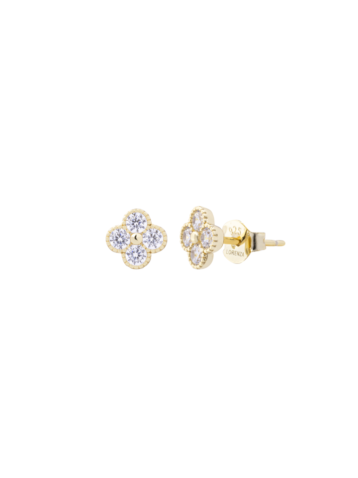 Par Arete Flor Cuatro Petalos Zirconia