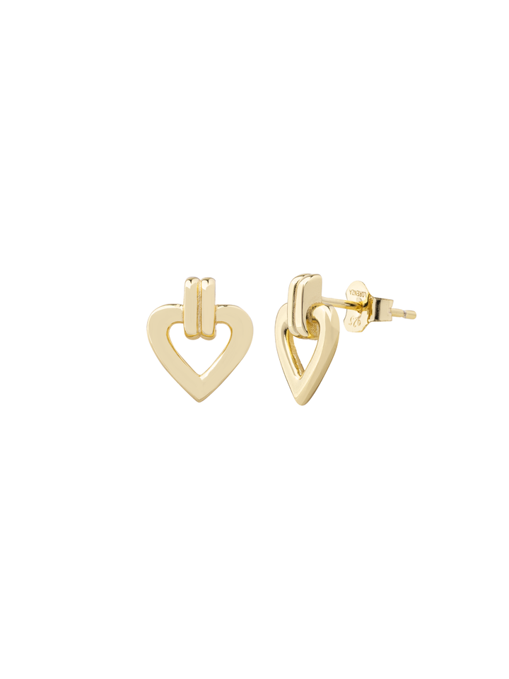 Par Arete Doble Linea Contorno Corazon