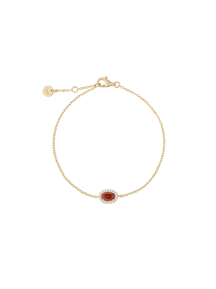 Pulsera Ovalo Con Zirconia Roja