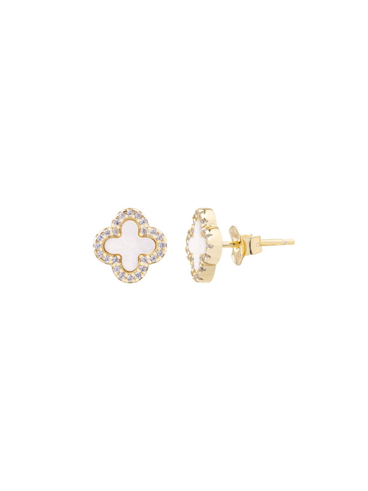 Par Arete Trebol Madre Perla