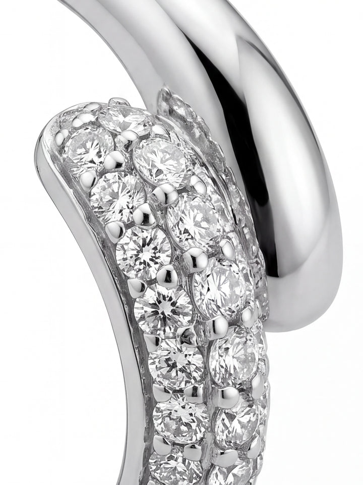 Par Semi Arracada Doble Gota Cruzada Zirconia