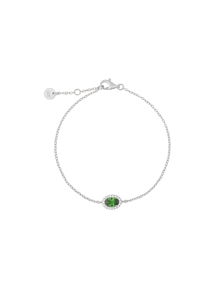 Pulsera Ovalo Con Zirconia Verde