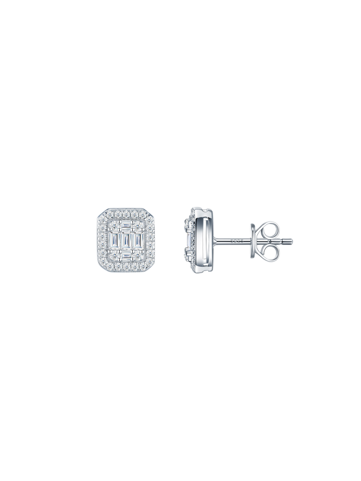 Par Arete Rectangular Halo Moissanita 0.34 CT