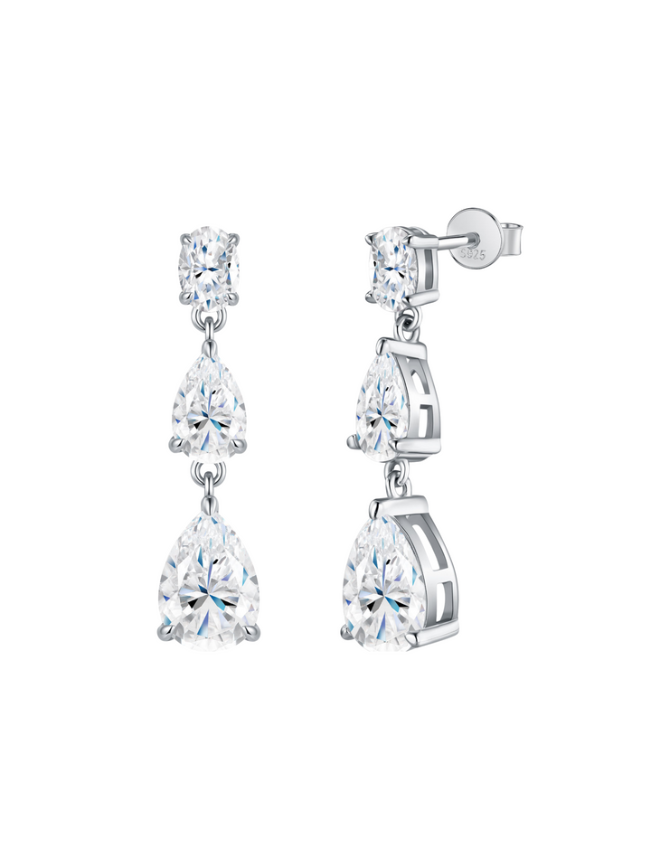 Par Arete Largo Moissanitas Corte Pera 7 CT