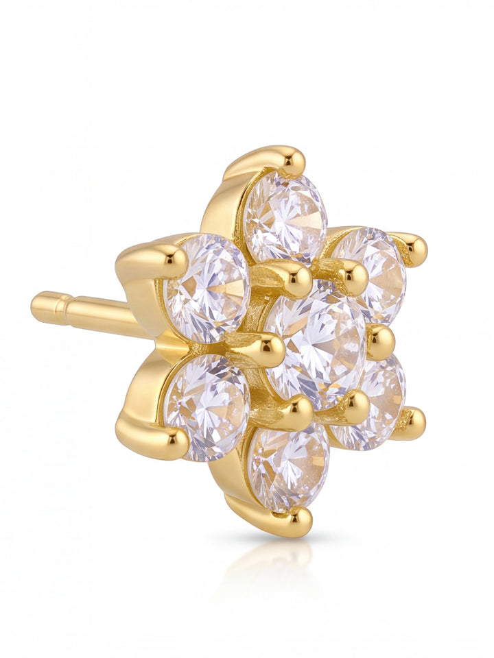 Par Arete Mini Flor Seis Petalos Zirconia